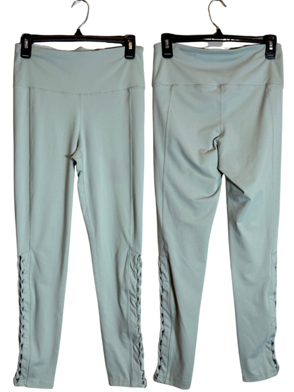 Mono B High Waisted Compression Leggings Women's Medium Mint Green Braided Sides